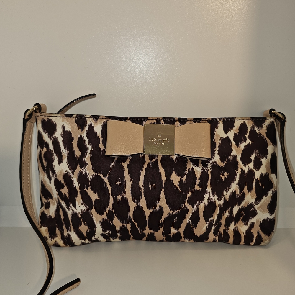 Kate Spade Leopard Print Storybook Lining Crossbody Bag EUC